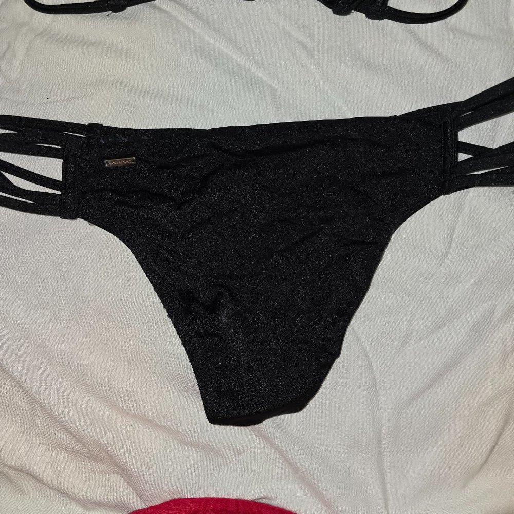 Victoria's Secret' Sexy Black Strappy String Bikini Top L Bottoms M - Picture 5 of 8